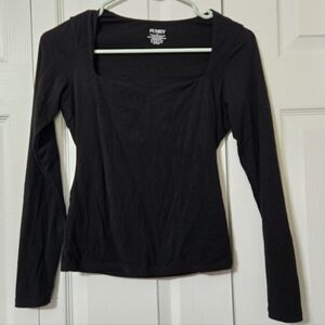 Pumiey Black Fitted Long Sleeve Top, Size XS, New Without Tags